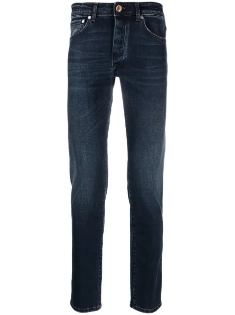 Barba logo-patch slim-cut jeans