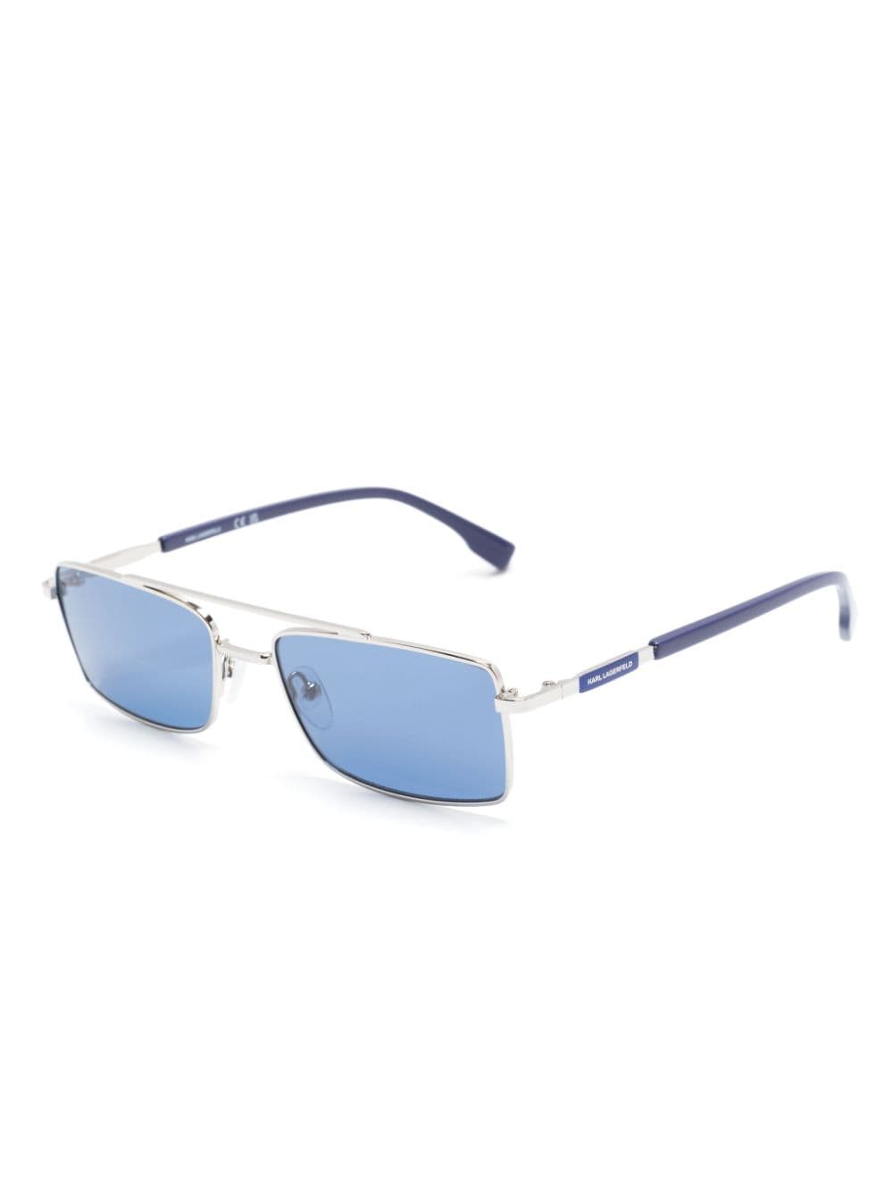 Karl Lagerfeld logo-print rectangle-frame sunglasses - Blauw