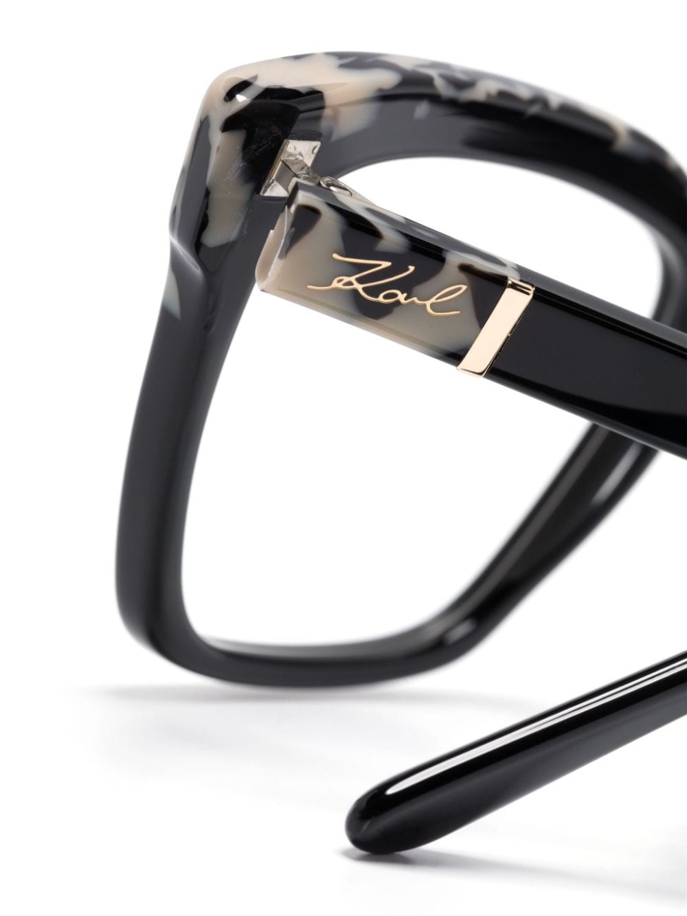 Shop Karl Lagerfeld Marbled-pattern Square-frame Glasses In Black