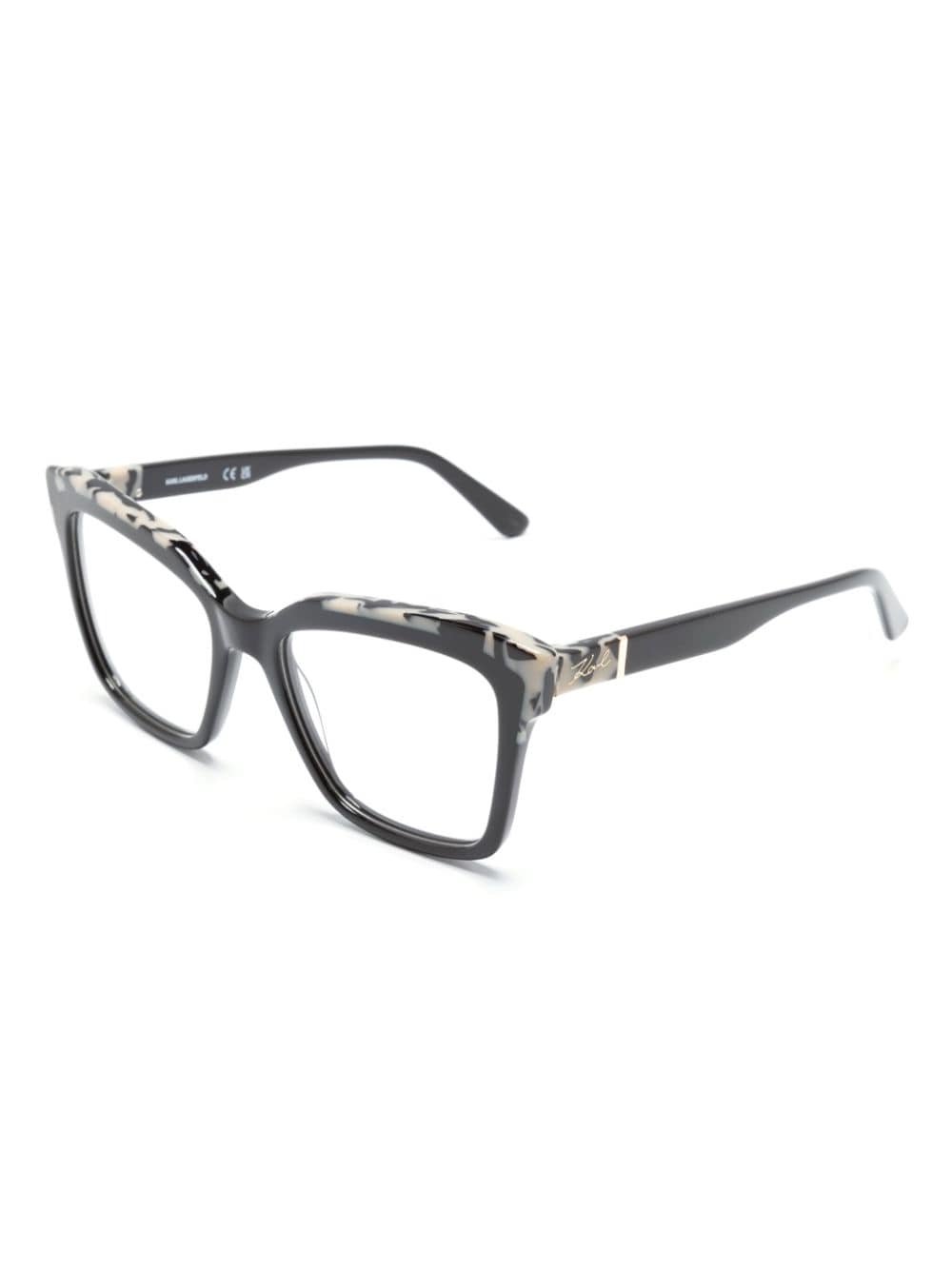 Karl Lagerfeld marbled-pattern square-frame glasses - Zwart