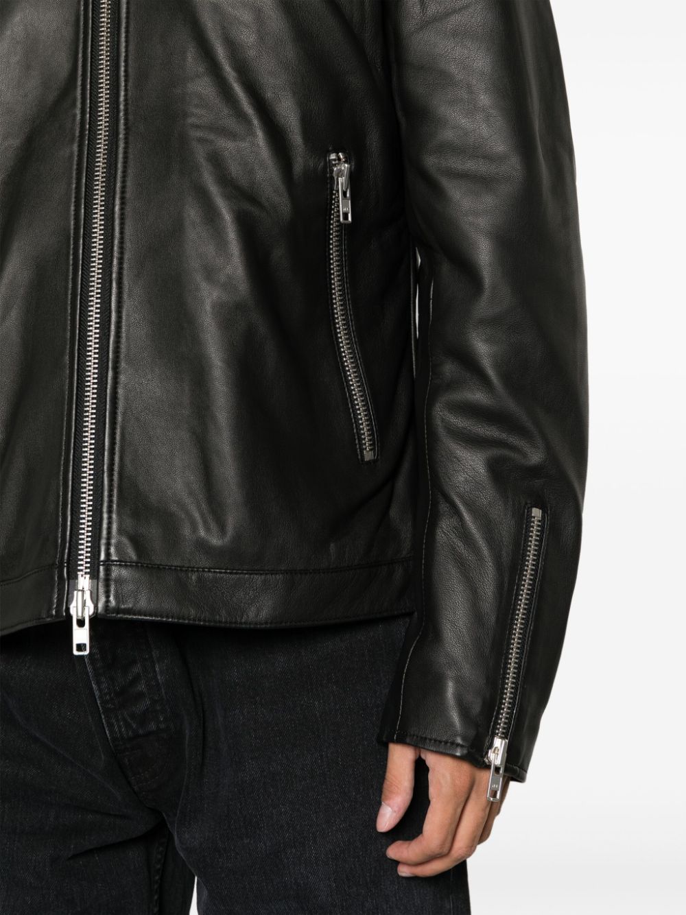 Shop Sword 6.6.44 Zip-up Leather Jacket In Black