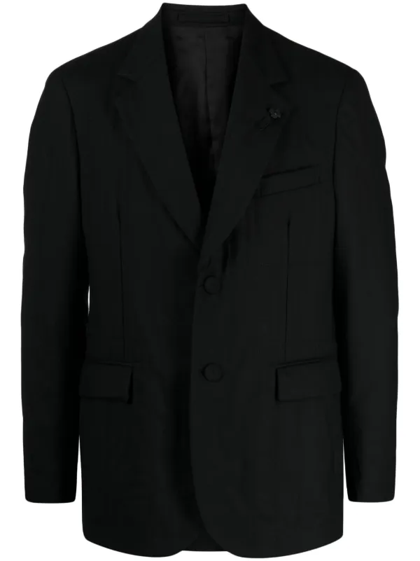 Lardini flower-charm single-breasted Blazer | Black Lardini flower-charm single-breasted Blazer | Black