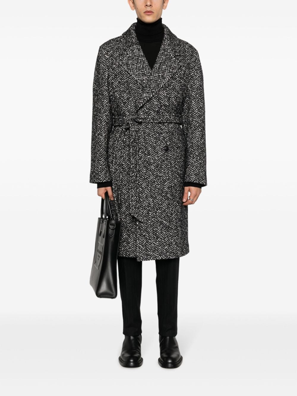 Tagliatore Royce herringbone-pattern coat - Zwart