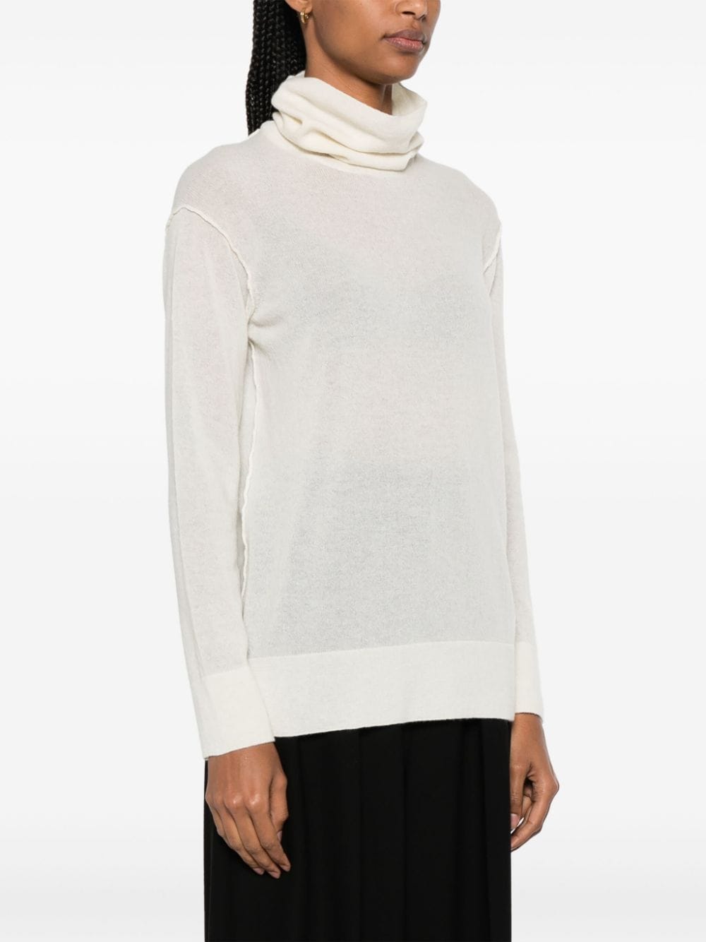 Shop Malo Roll-neck Fine-knitted Jumper In Nude