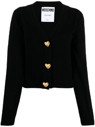 Moschino heart-shaped Button Virgin Wool Cardigan - Farfetch