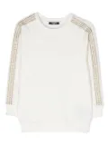 Balmain Kids glitter logo-tape cotton sweatshirt - White