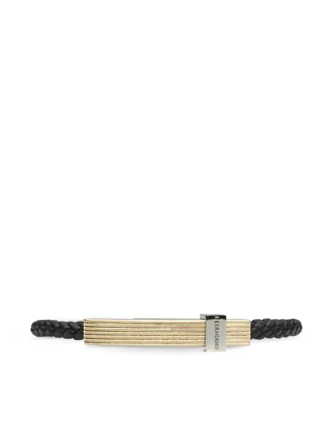 Ferragamo Pulseira de couro com logo gravado
