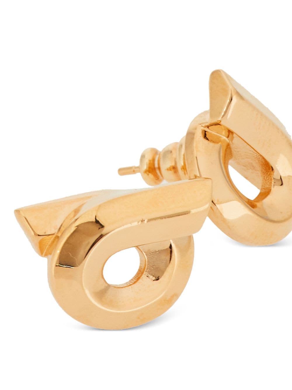 Shop Ferragamo Gancini Stud Earrings In Gold