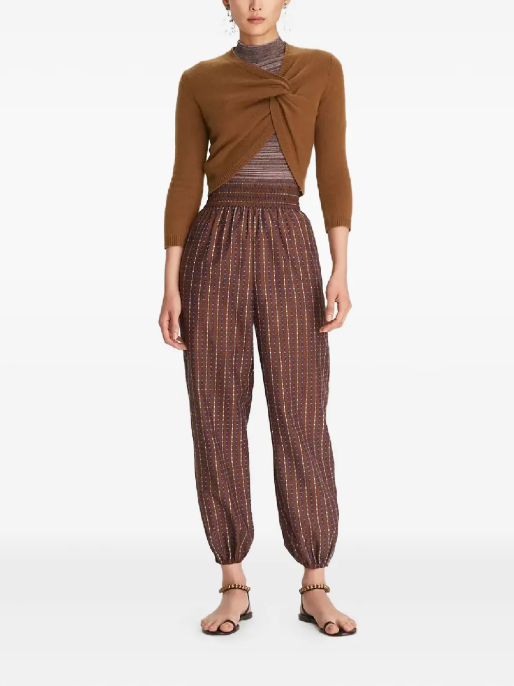 Tory Burch twist-detail cashmere sweater | Brown | Image 1