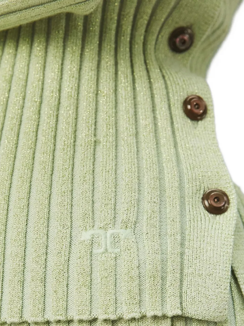 Tory Burch Ribbed Button-detail Top In Green