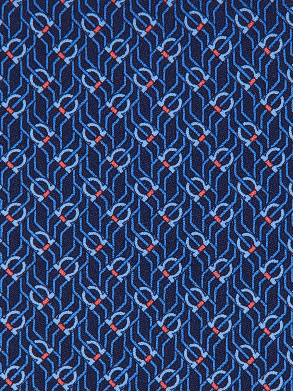 Shop Ferragamo Tetris-print Silk Tie In Blue
