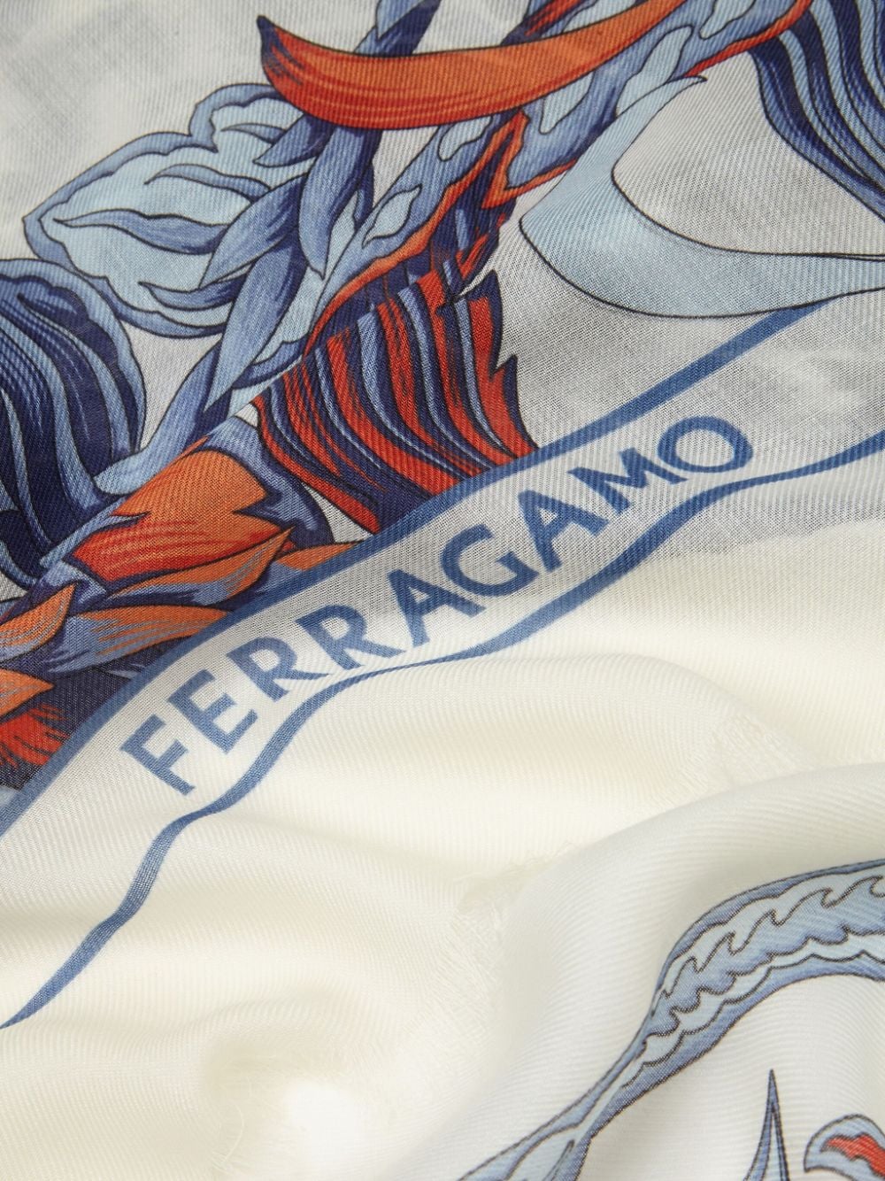 Shop Ferragamo Togo-print Cashmere Scarf In White