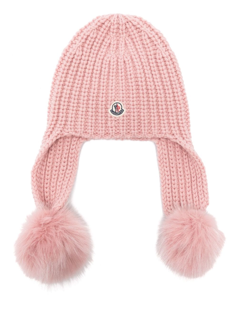 Moncler Logo-patch Pompom Beanie In Pink