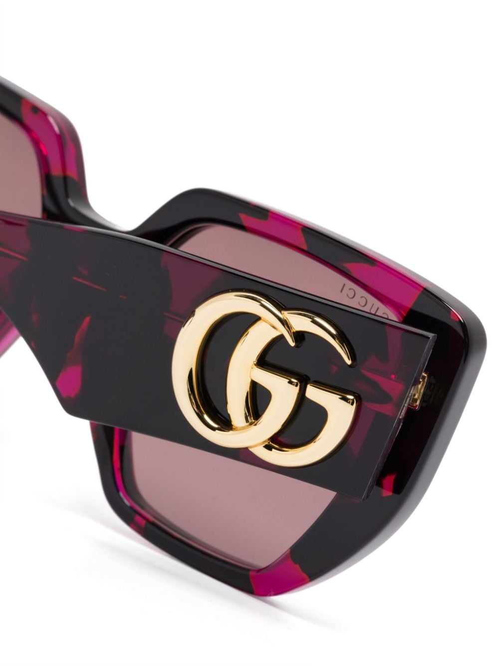 Shop Gucci Logo-plaque Oversize Sunglasses In Purple