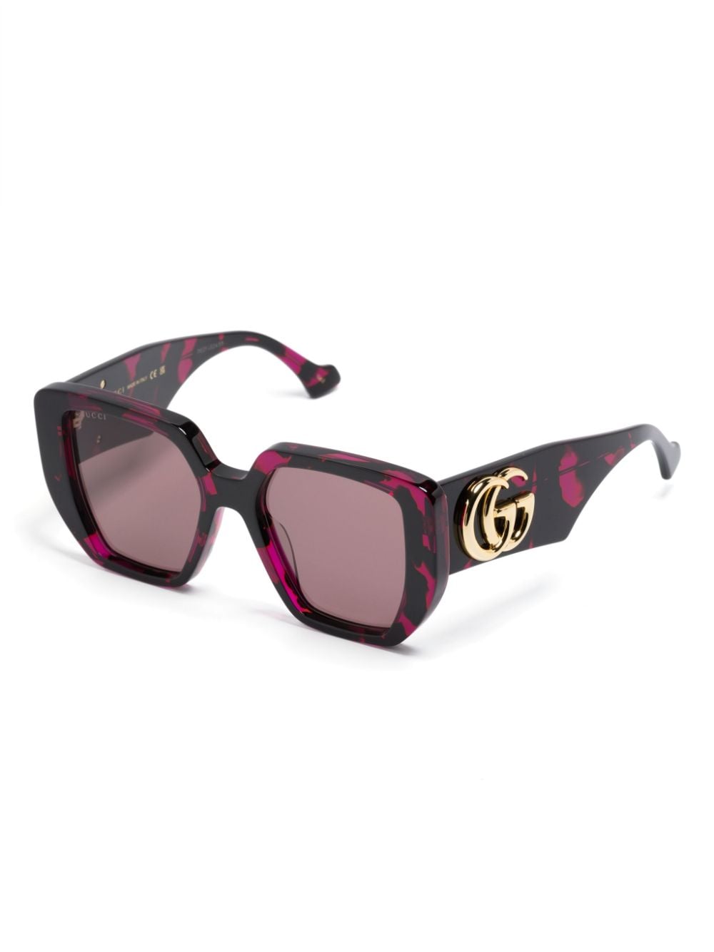 Shop Gucci Logo-plaque Oversize Sunglasses In Purple