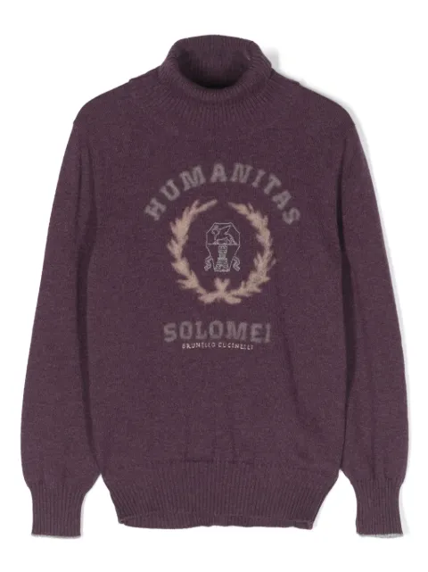 Brunello Cucinelli Kids Humanitas Solomei intarsia-knit cashmere jumper