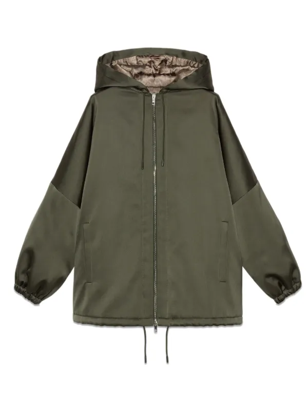 Gucci fur trim Satin Parka Coat Green FARFETCH AO