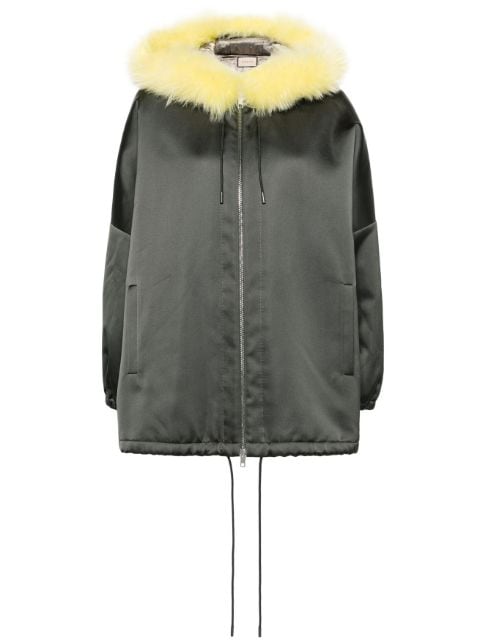 Gucci fur-trim satin parka coat