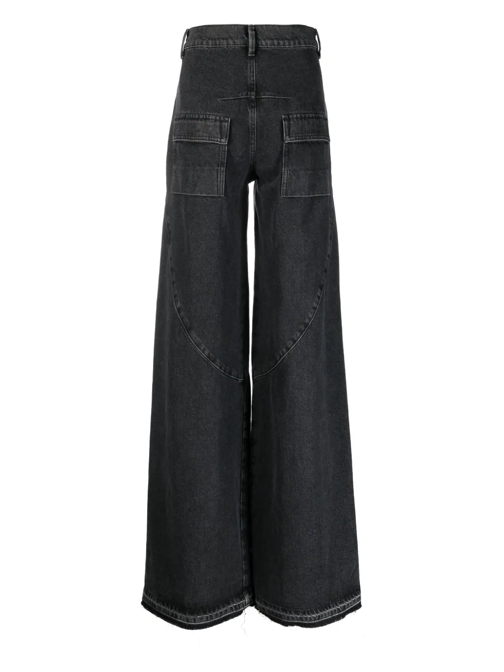 Andrea Ya'aqov seam-detail cotton wide-leg jeans - Zwart