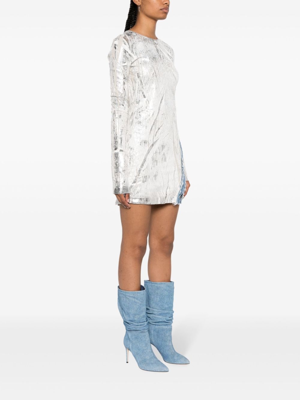 Shop Diesel D-hopply Marble-washed Minidress In White