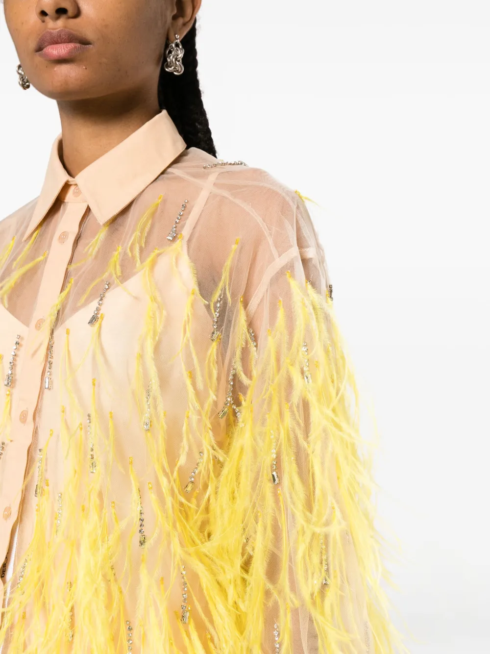 Des Phemmes Tulle Feathers In Neutrals