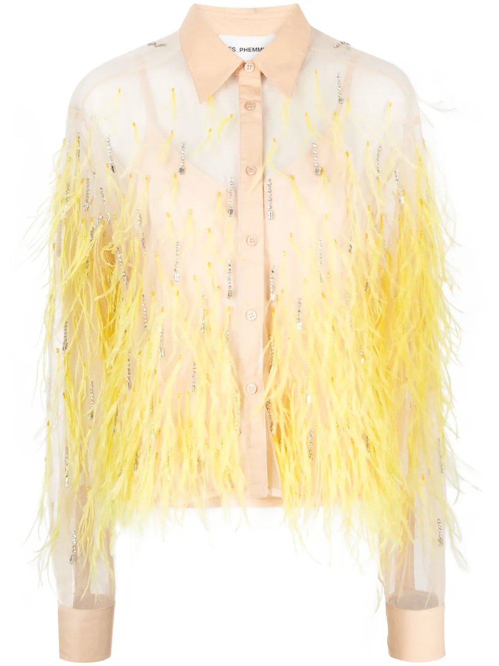 Des Phemmes Tulle Feathers In Neutrals