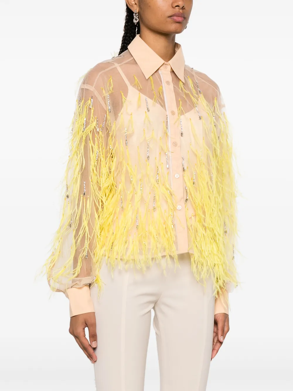 Des Phemmes Tulle Feathers In Neutrals