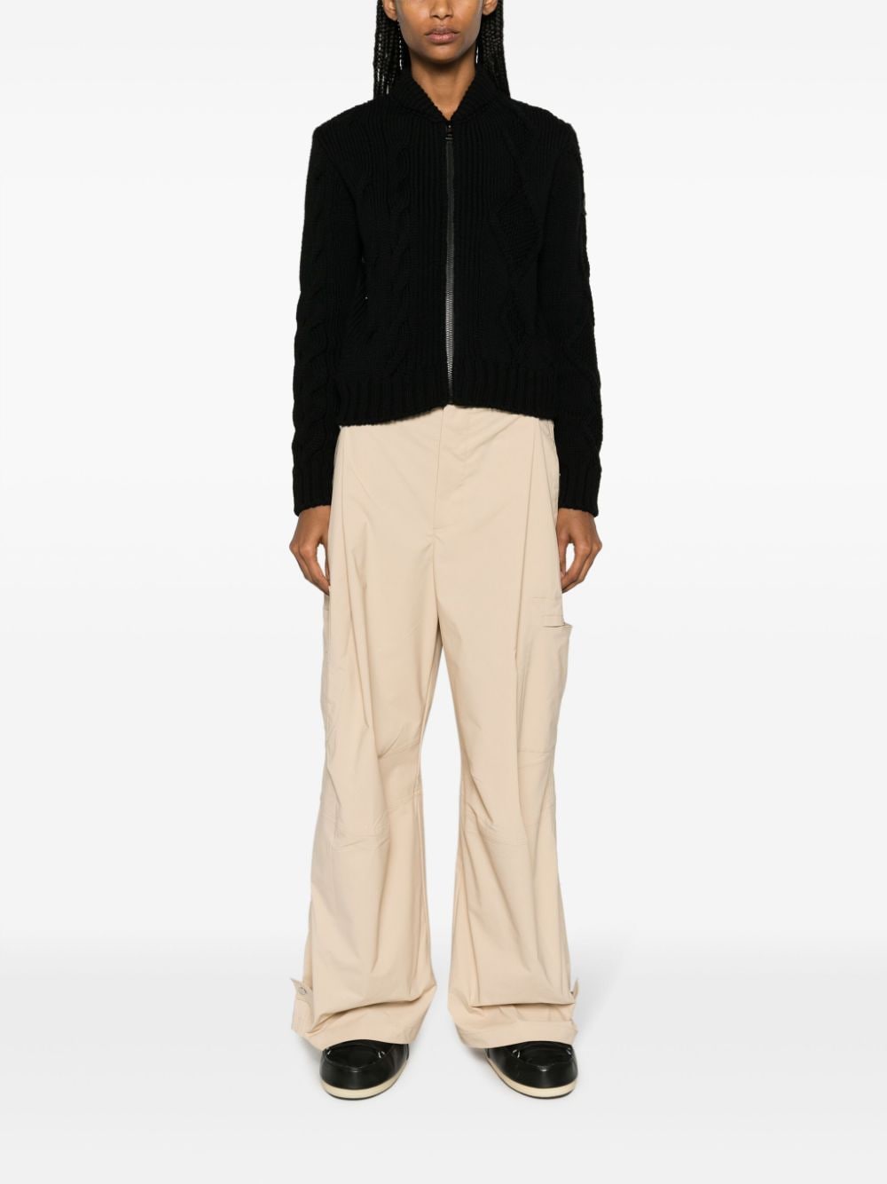 Moncler padded cable-knit cardigan - Zwart