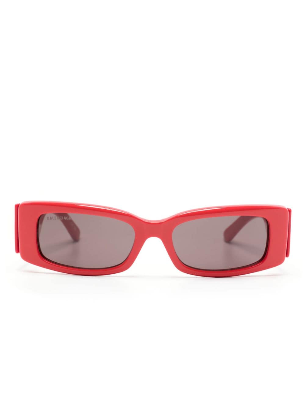 Balenciaga Logo-print Rectangle-frame Sunglasses In Red