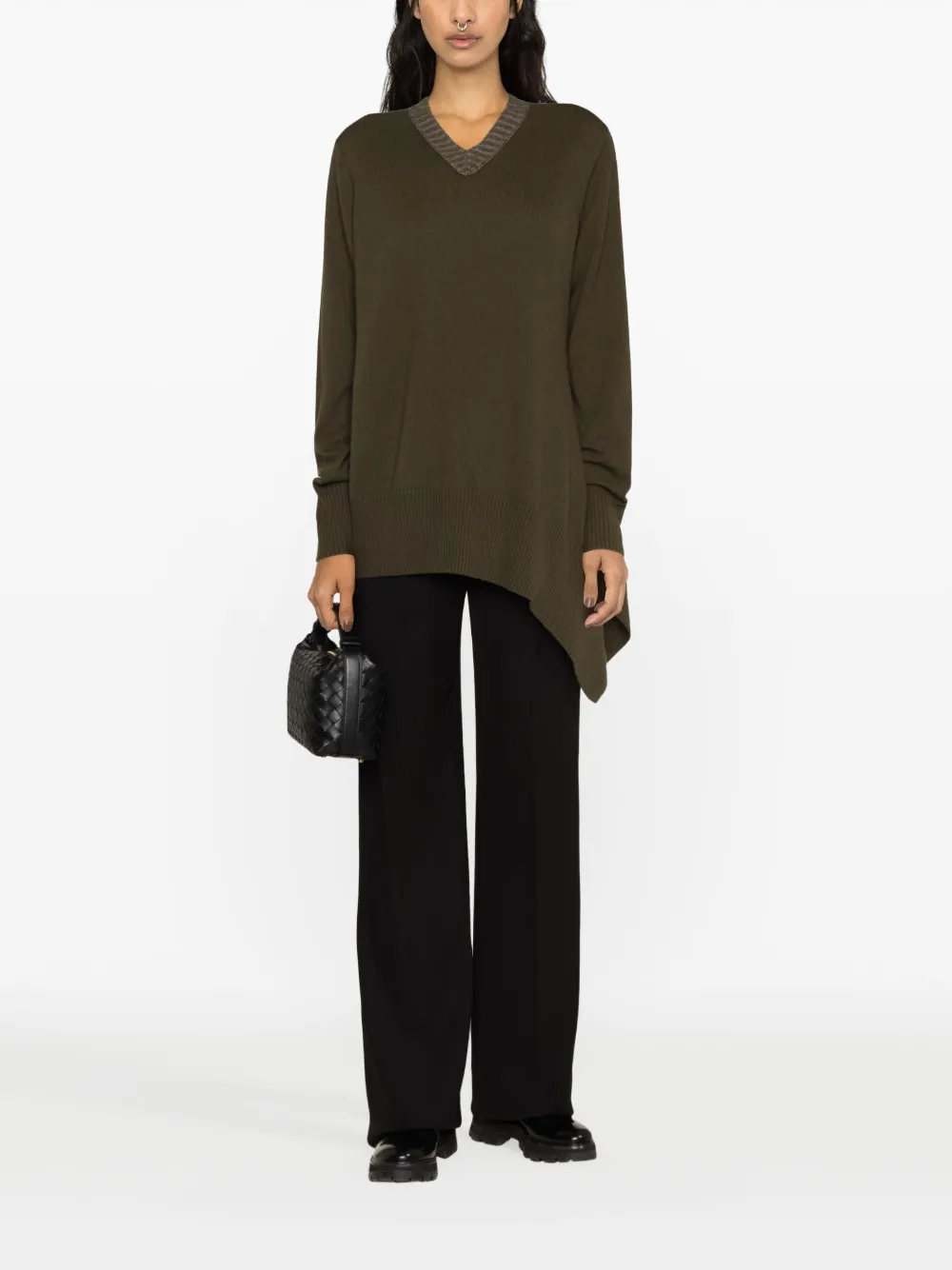 Ziggy Chen V-neck wool jumper - Groen