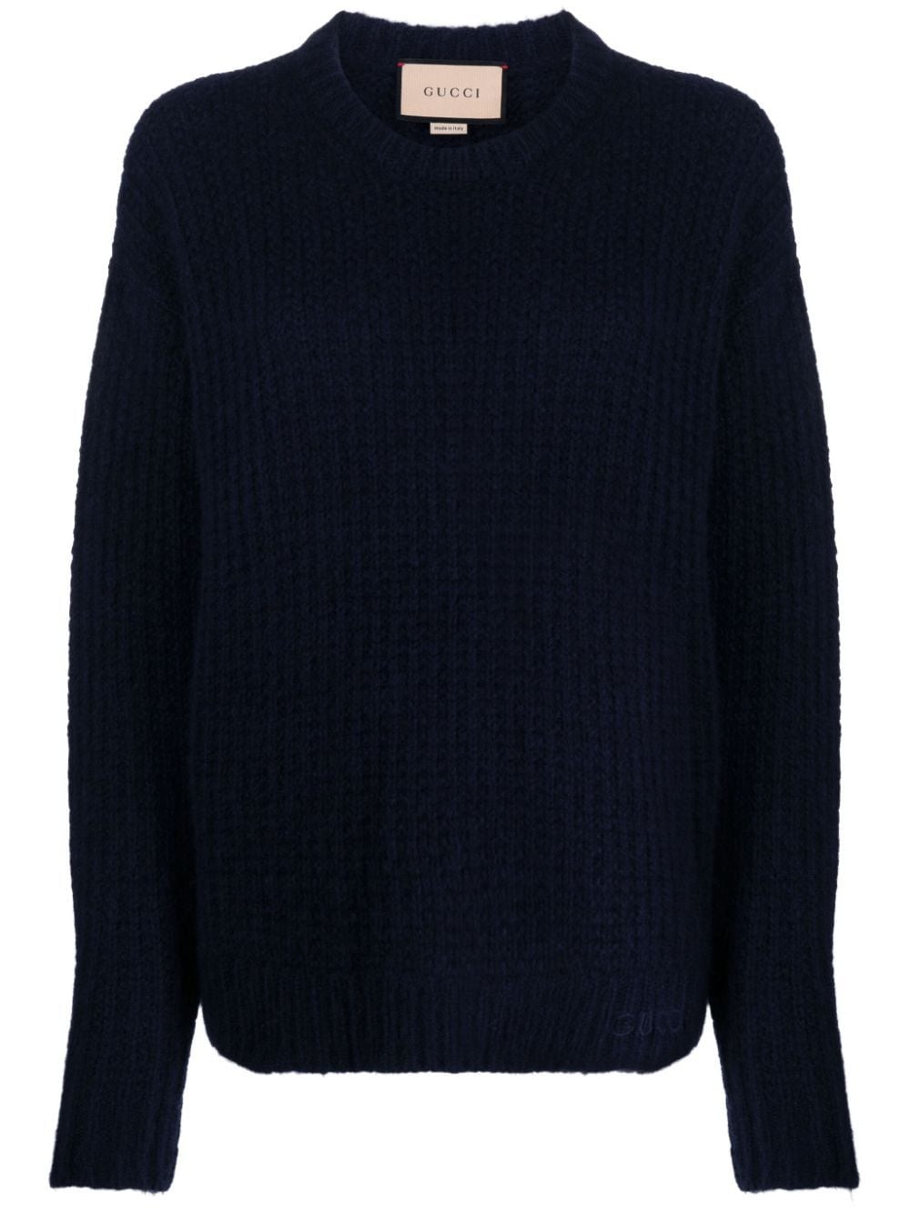 Gucci logo-embroidered knitted cashmere jumper - Blue