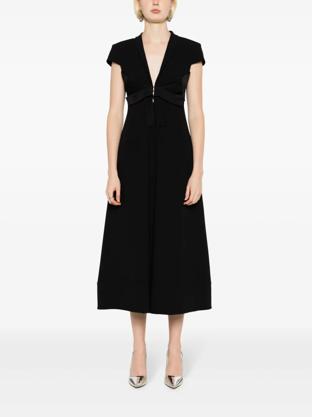 Gloria Coelho Midi-jurk met V-hals - Zwart