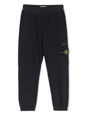 Stone Island Junior Compass patch Cotton Track Pants Farfetch