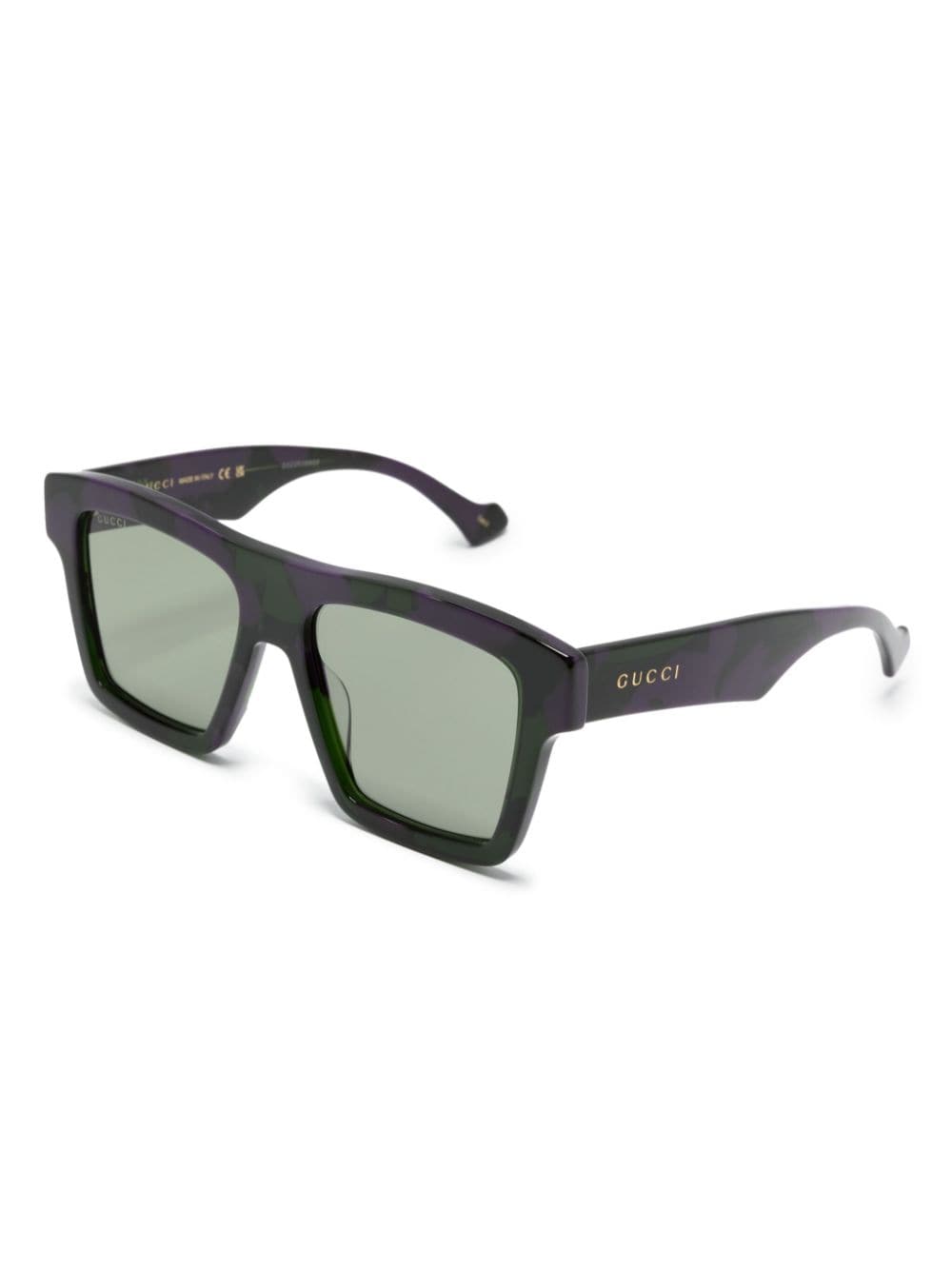 Shop Gucci Rectangle-frame Tinted Sunglasses In Green