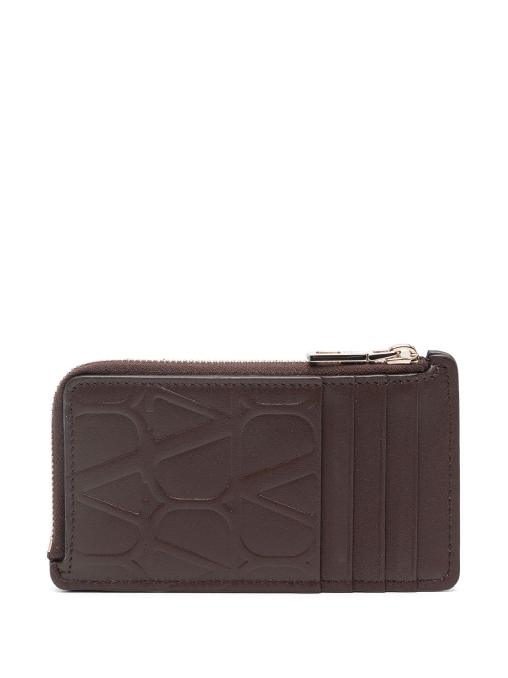Shop Valentino Logo-plaque Leather Wallet In Brown
