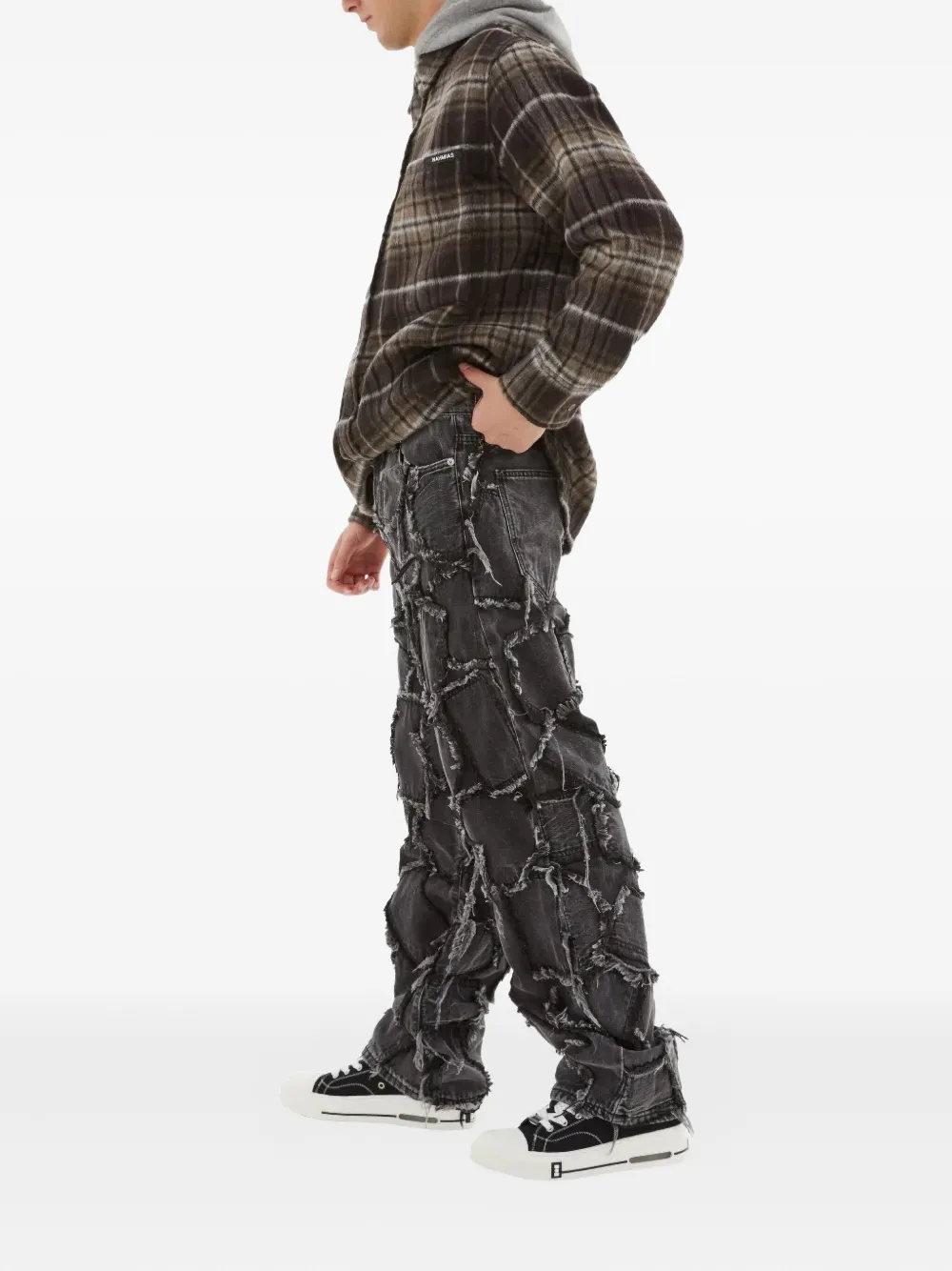 Nahmias Patchwork Frayed Jeans In Black