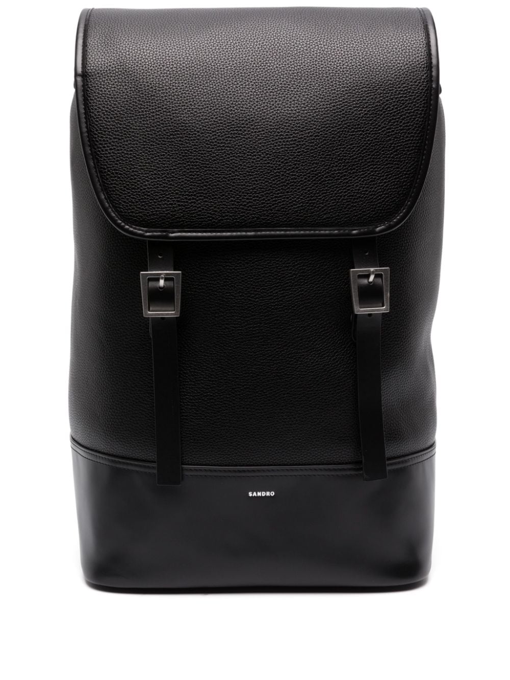 Sandro Logo-stamp Leather Backpack In Black