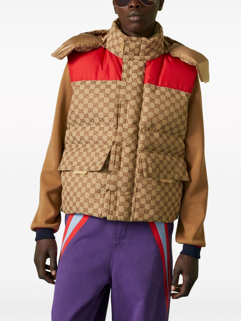 Gucci GG Supreme Canvas gilet met vlakken - Beige