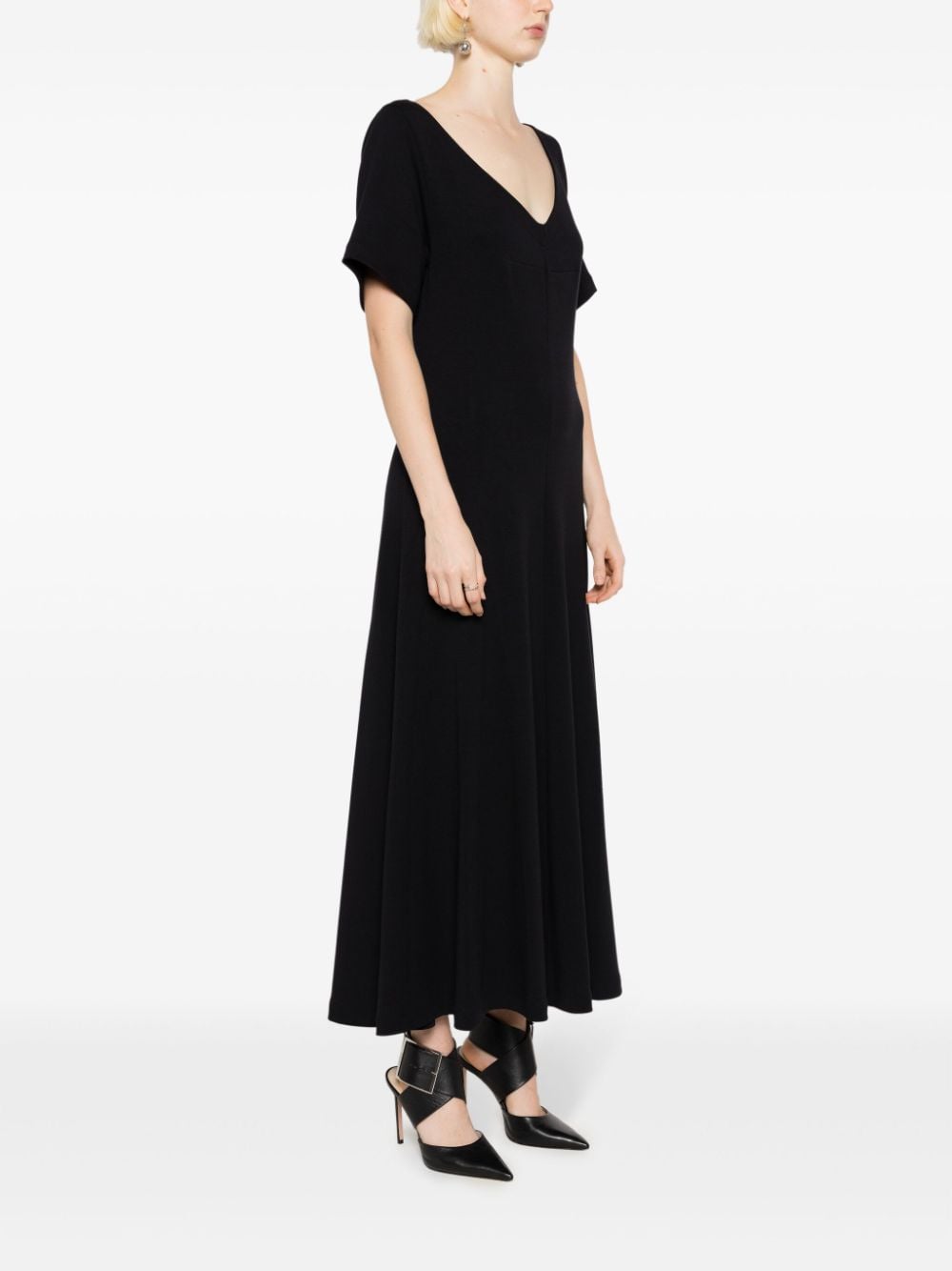 Gloria Coelho Midi-jurk met V-hals Zwart