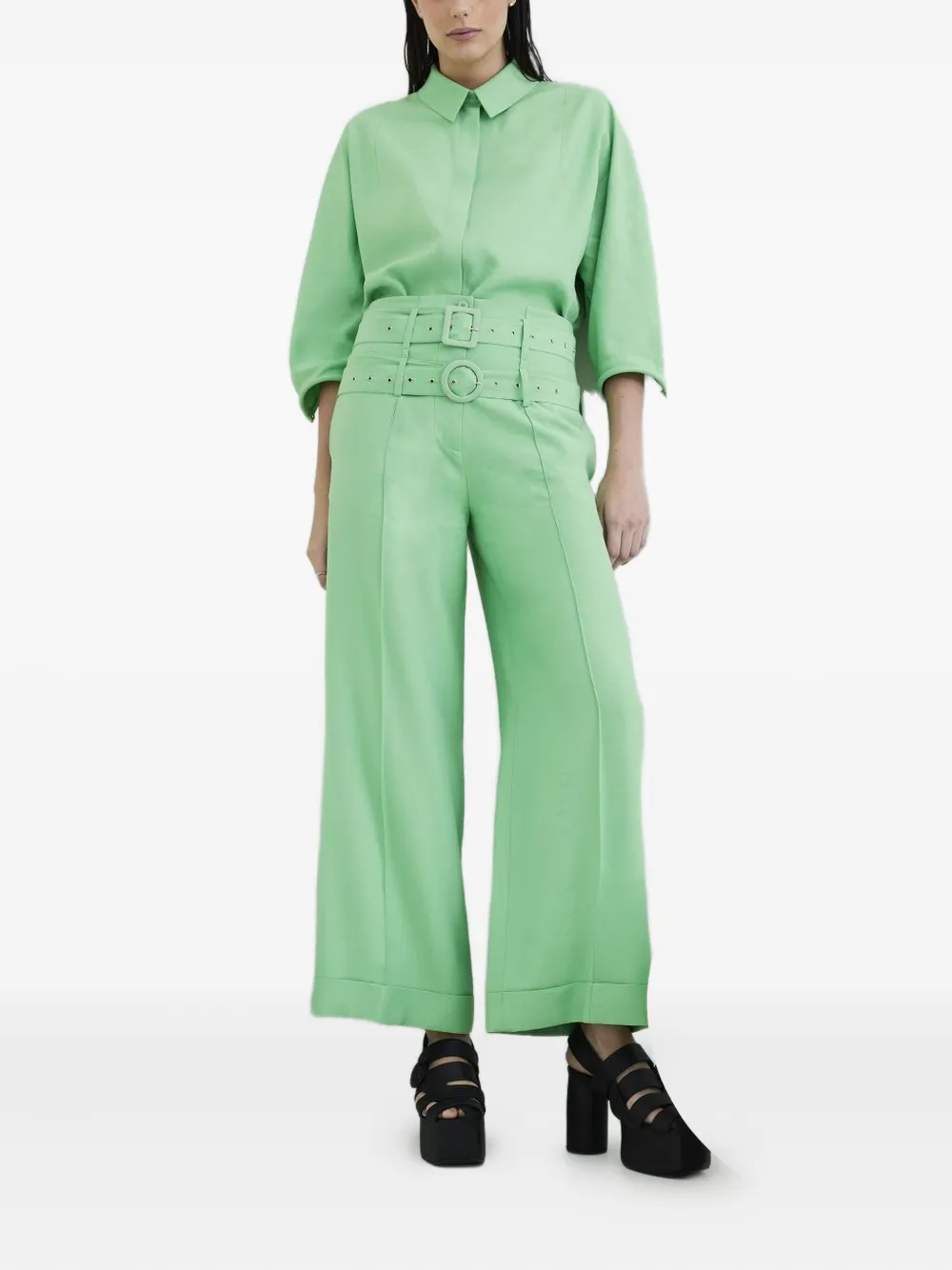 Gloria Coelho Flared broek - Groen