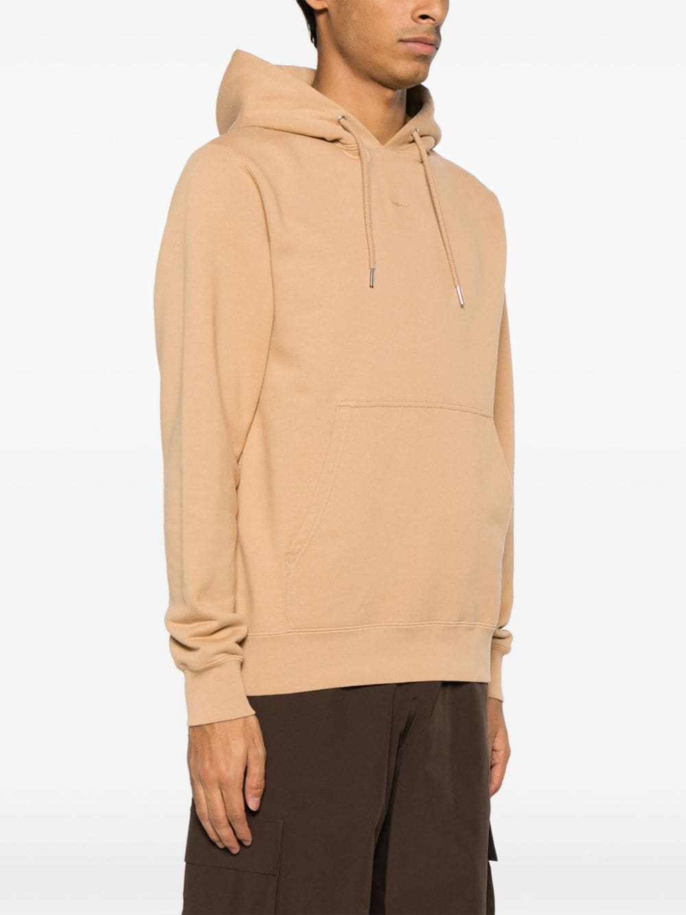 Shop Sandro Logo-embroidered Cotton Hoodie In Brown