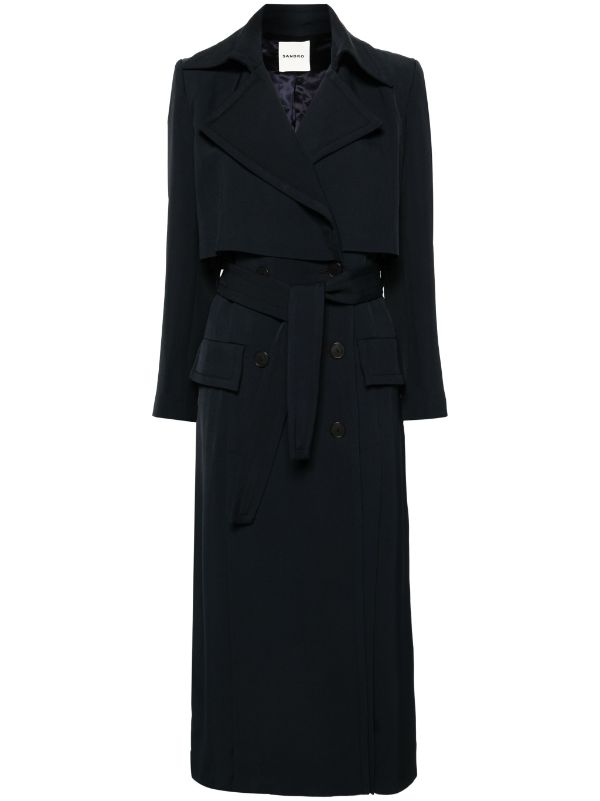 SANDRO multiple-slits Belted Trench Coat - Farfetch