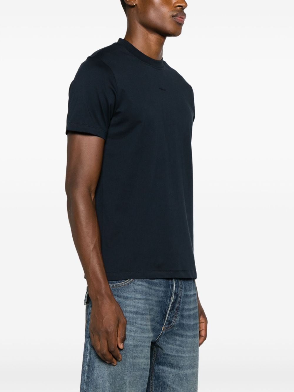 Shop Sandro Logo-embroidered Cotton T-shirt In Blue