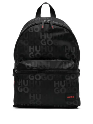 HUGO Ethon logo print Backpack Black FARFETCH AM