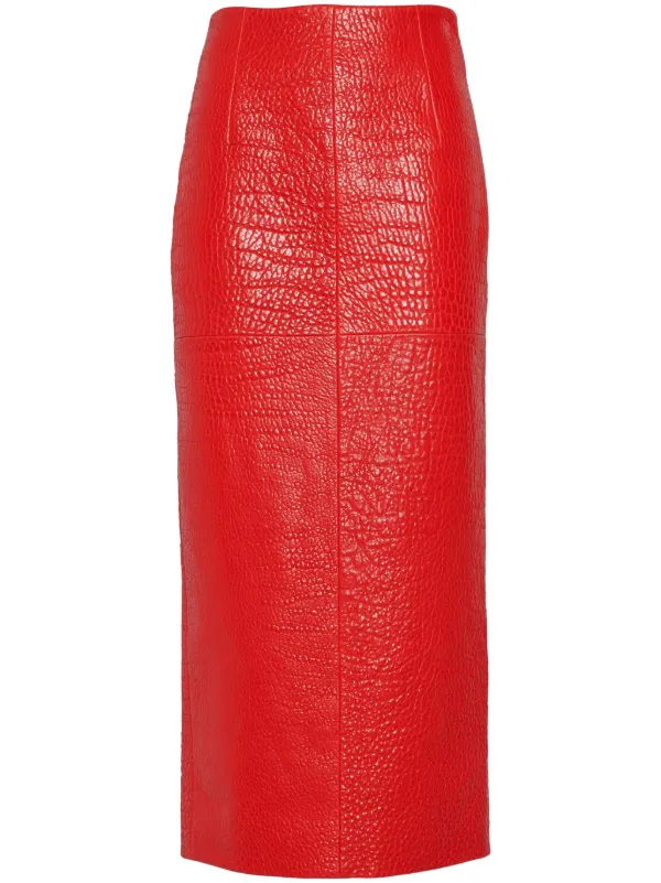 Prada nappa-leather Midi Skirt Red FARFETCH IN