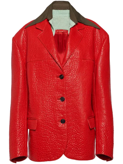 Prada layered-collar leather blazer