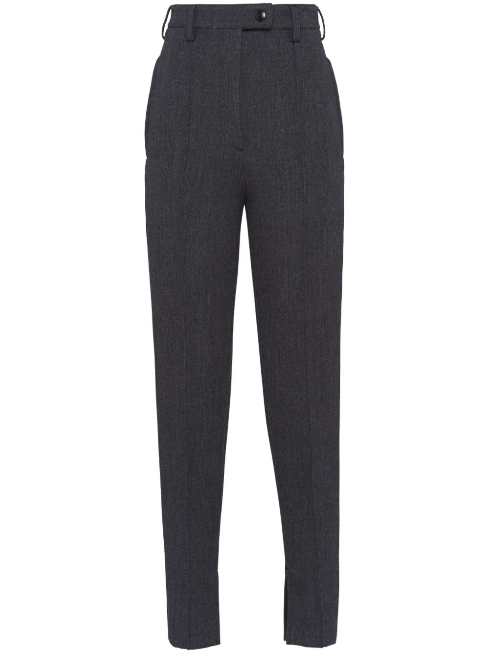 Prada High-waisted Tapered Trousers In Anthracite Gray