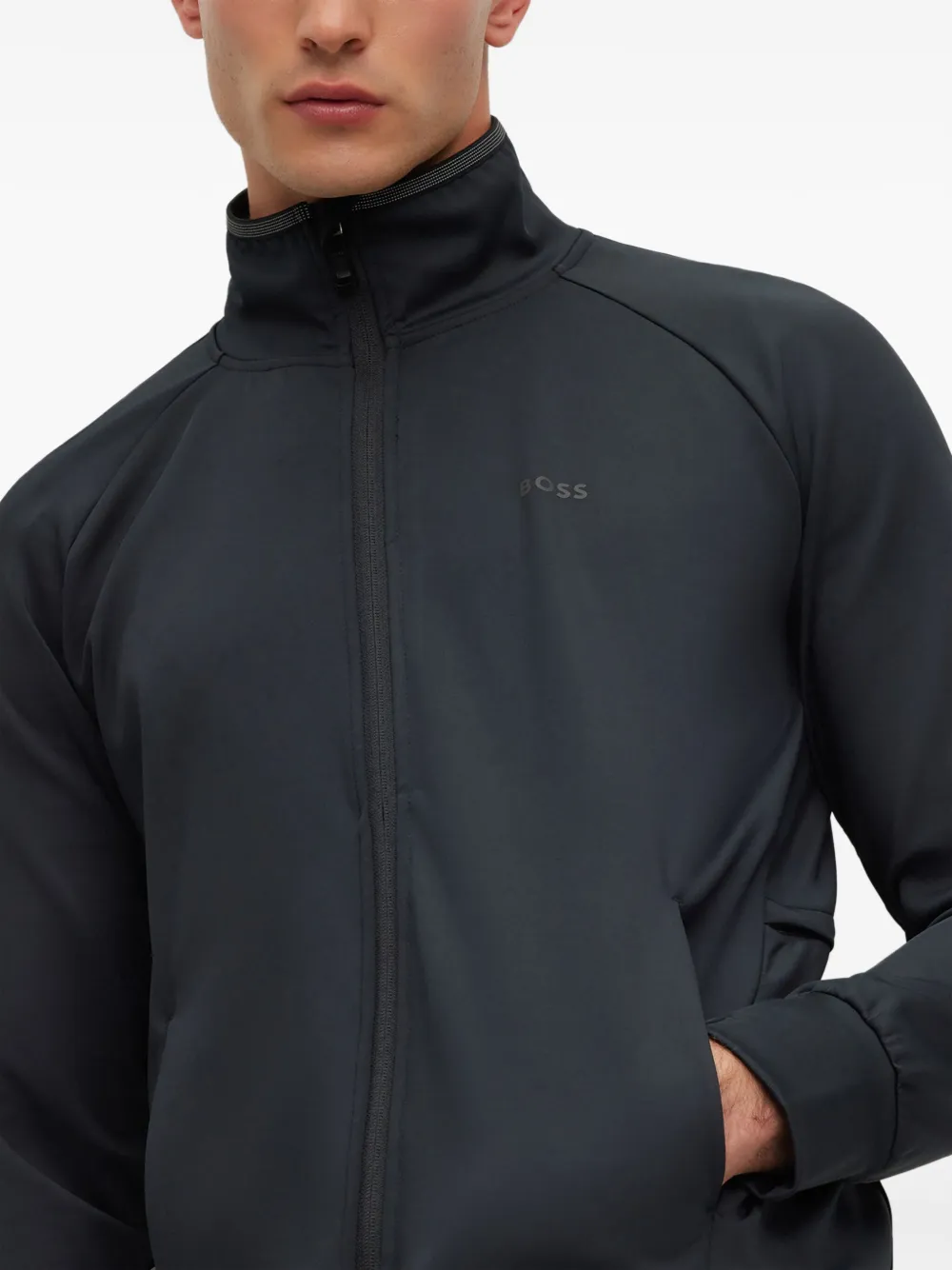 BOSS Sicon Active sweater met rits Zwart