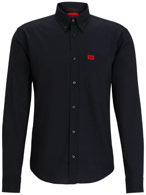 HUGO logo-appliqué cotton shirt