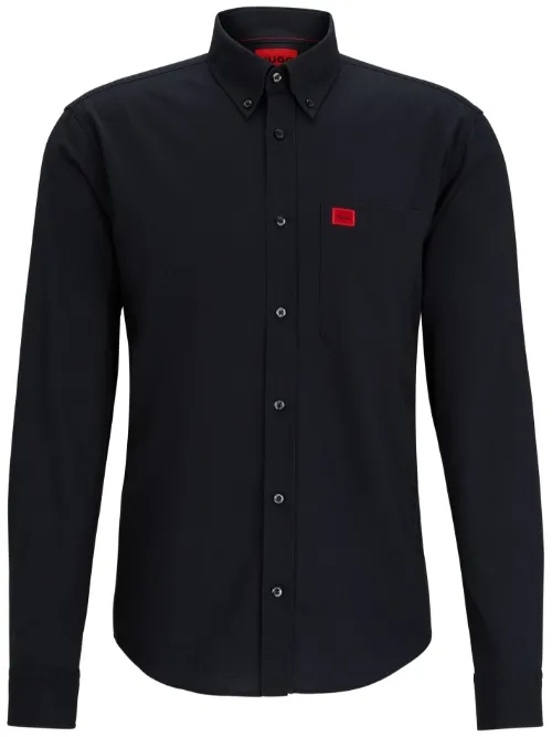 Chemise en coton à logo appliqué - HUGO - Modalova